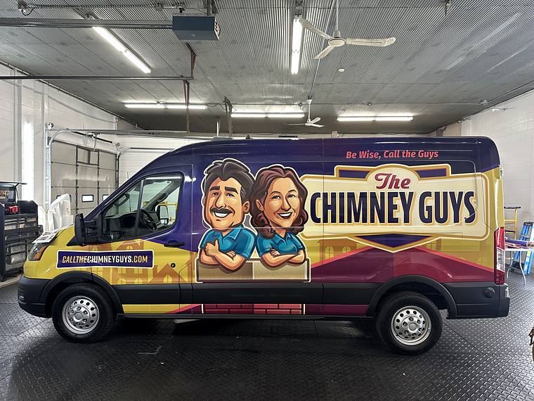 The Chimney Guys, full van wrap, installed by Clean Cut Graphics