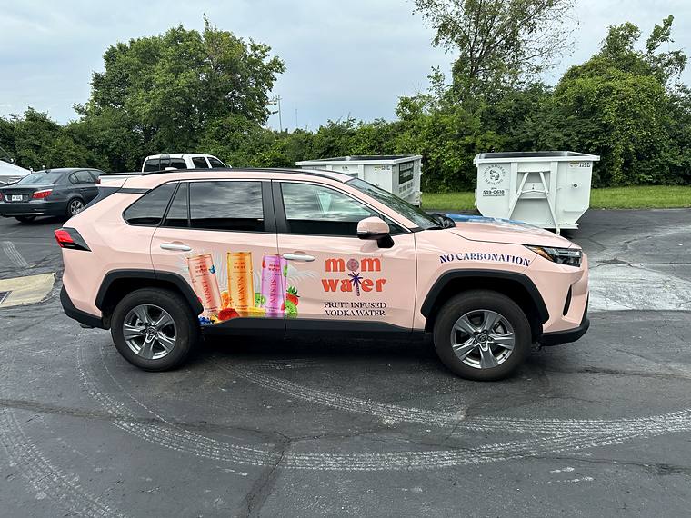 Mom Water, full suv wrap, installed by Clean Cut Graphics